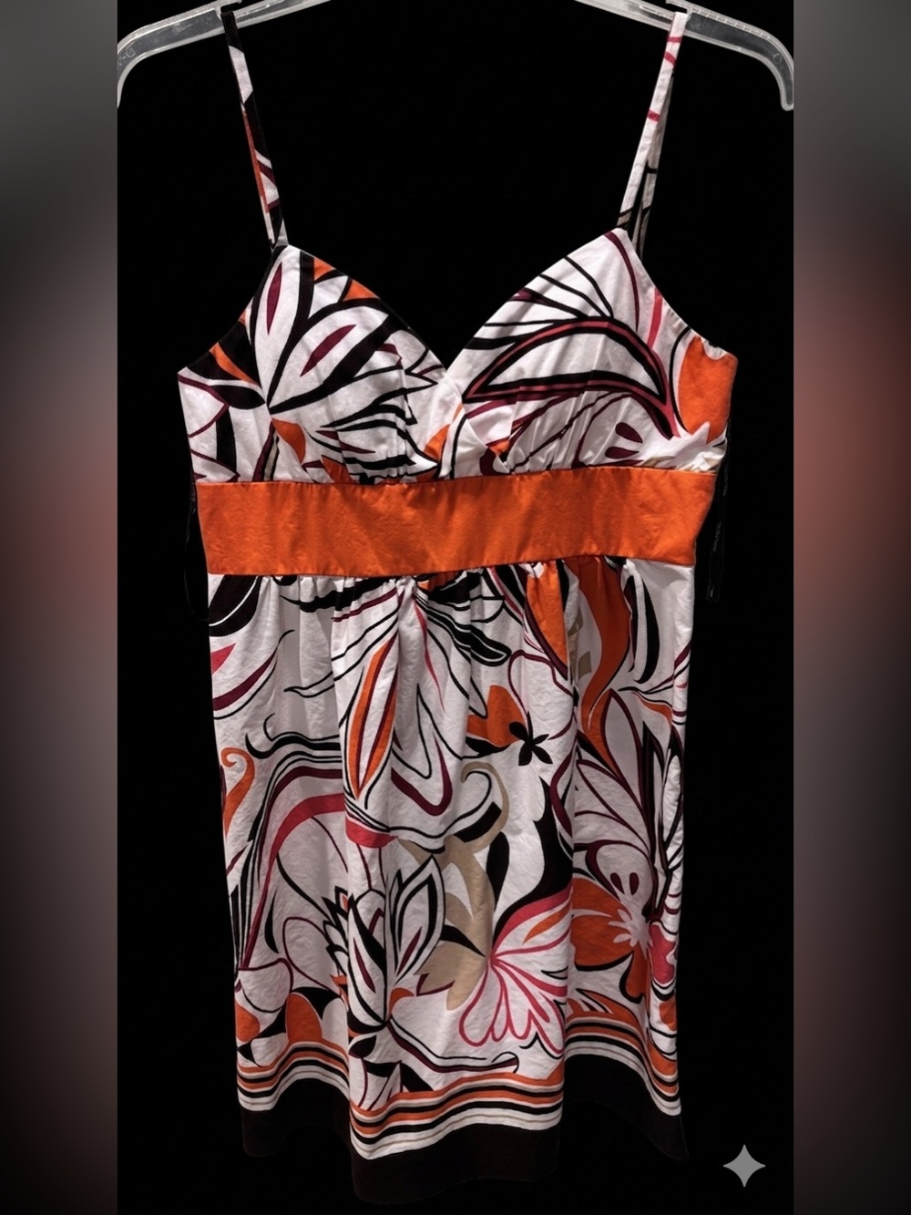 Y2K My Michelle Cream Dress with Orange and Brown Accents Size 11